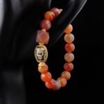 Buddha Stones Tibetan Dzi Agate & Tourmaline Quartz Barrel Bead Bracelet (9–11mm) – For Protection & Energy Alignment