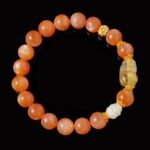 Buddha-Inspired Orange Moonstone & Golden Rutilated Quartz Bracelet – Natural Crystals for Confidence & Clarity