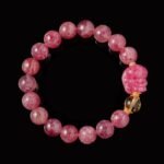 Buddha Stones Strawberry Quartz Bracelet with Pixiu Carving – For Luck, Wealth & Protectio