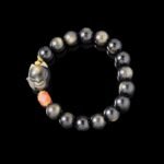 Buddha Stones Black Obsidian & Agate Quartz Bracelet – Nine-Tailed Fox Carving for Attraction & Protection