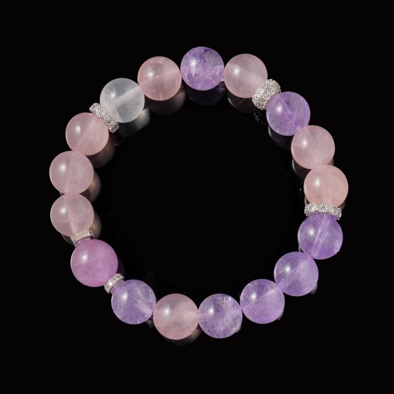 Rose Quartz & Amethyst Buddha Bracelet – Spiritual Love & Healing with Natural Stones