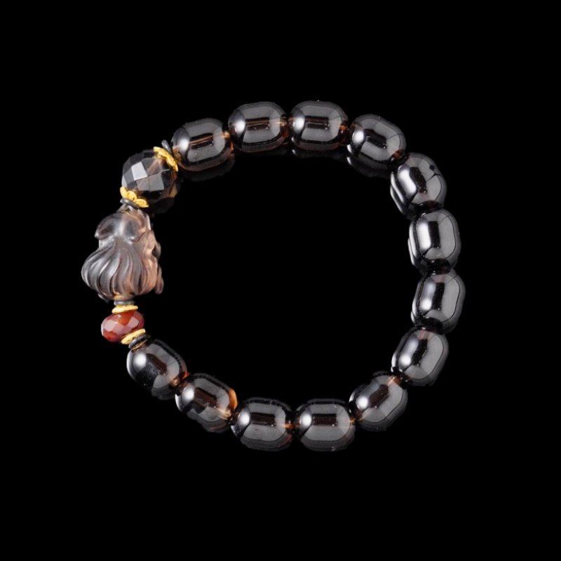 Buddha Stones Smoky Quartz Bracelet  – Nine-Tailed Fox Carving for Attraction & Energy Shielding