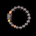 Buddha Stones Rose Quartz & Smoky Quartz Bracelet – Nine-Tailed Fox on Lotus Throne for Love & Inner Power
