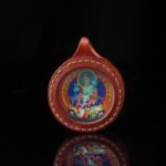 Tibetan 3D Green Tara Thangka Pendant – Hand-Painted Spiritual Amulet for Compassion & Protection