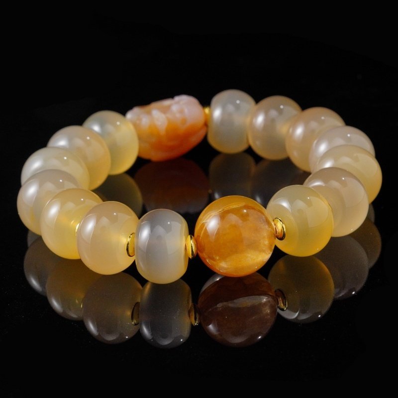 Energy Healing Bracelet – Natural Agate, Shmashana Stone & Golden healer with Crystal Balance