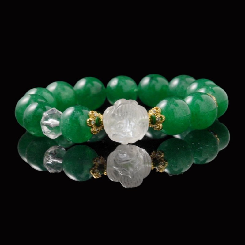 Buddha Stones Green Strawberry Quartz Bracelet – Fortune-Changing White Crystal with Healing Energy