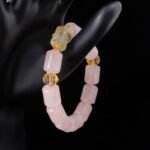 Buddha Stones Bamboo-Shape Pink Crystal Pixiu Citrine Bracelet