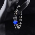 Skull Protection Bracelet with Gold Sheen Obsidian & Lapis Lazuli – Gothic Energy Jewelry for Men