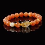 Buddha-Inspired Orange Moonstone & Golden Rutilated Quartz Bracelet – Natural Crystals for Confidence & Clarity