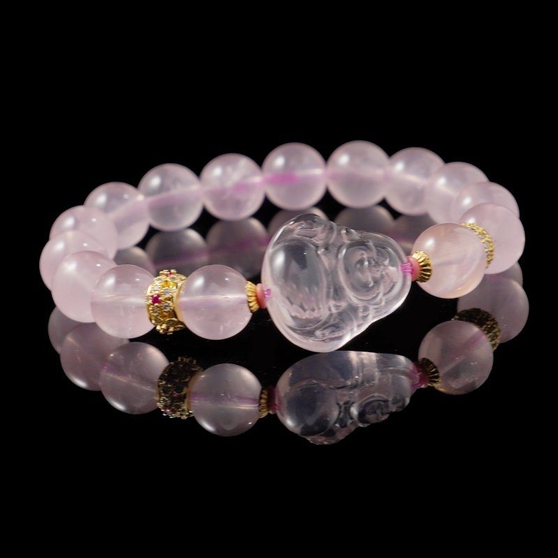 Healing Rose Quartz Bracelet – Buddha-Inspired with Natural Stones