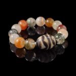 Buddha Stones Four Seasons Phantom Quartz & Tibetan Dzi Agate Bracelet – For Inner Wisdom, Cycles & Spiritual Protection