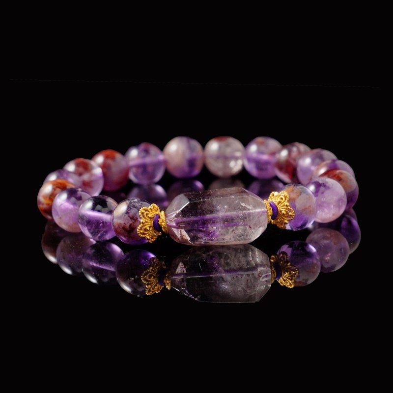 Buddha Stones Phantom Amethyst Bracelet  – For Intuition, Healing & Spiritual Growth