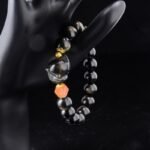 Buddha Stones Black Obsidian & Agate Quartz Bracelet – Nine-Tailed Fox Carving for Attraction & Protection