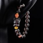 Buddha Stones Rose Quartz & Smoky Quartz Bracelet – Nine-Tailed Fox on Lotus Throne for Love & Inner Power