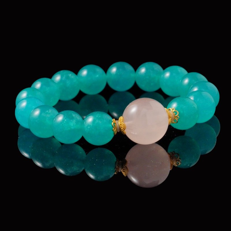 Amazonite & Rose Quartz Bracelet – Buddha-Inspired Natural Stones for Energy Healing & Negative Energy Release