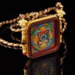Tibetan 3D Tantric Mandala Thangka Necklace – Hand-Painted Spiritual Talisman for Balance & Meditation