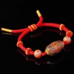 Tibetan Buddha  Bracelet with Agate Beads & Red String – Snake Year Protection