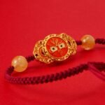 Golden Rutilated Quartz Protection Bracelet – 925 Sterling Silver Buddha Design with Red String & Snake Zodiac