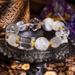 Buddha-Inspired White-Phantom Quartz Bracelet – Natural Brazilian Crystal for Clarity & Energy Healing