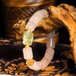 Buddha Stones Bamboo-Shape Pink Crystal Pixiu Citrine Bracelet