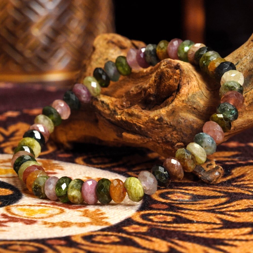 Buddha-Inspired Tourmaline Bracelet – Colorful Mini Beads for Healing & Positive Energy