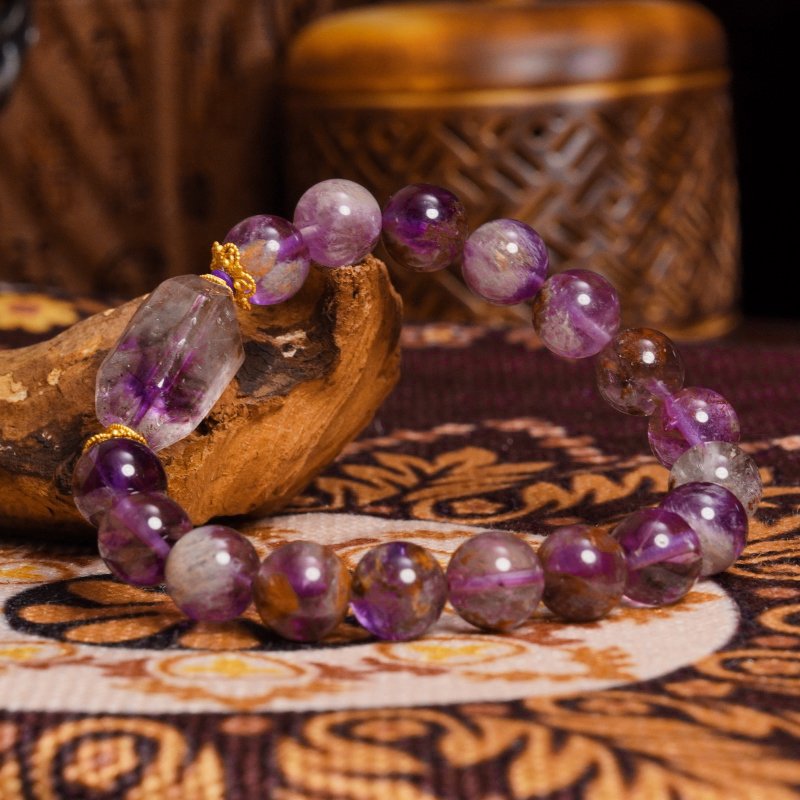 Buddha Stones Phantom Amethyst Bracelet  – For Intuition, Healing & Spiritual Growth