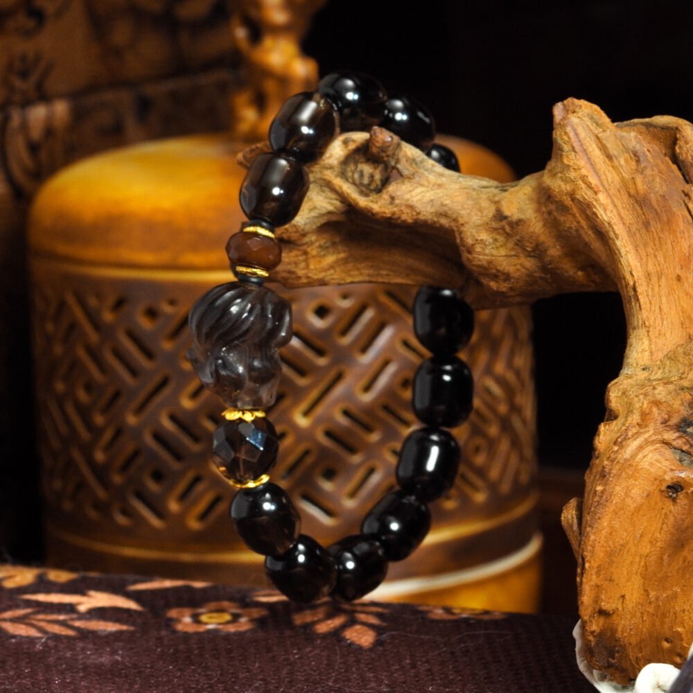 Buddha Stones Smoky Quartz Bracelet  – Nine-Tailed Fox Carving for Attraction & Energy Shielding