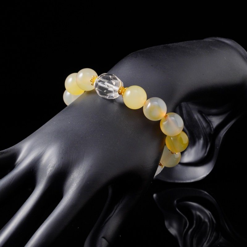 Groxiara Buddha Stones Rock Crystal Bracelet (12mm) – Spiritual Fox Talisman for Wealth & Intuition