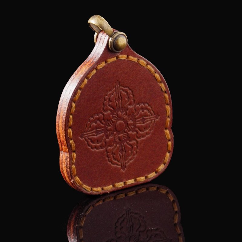 Tibetan 3D Thangka Pendant – Hand-Painted Yellow Jambhala Amulet for Wealth & Abundance