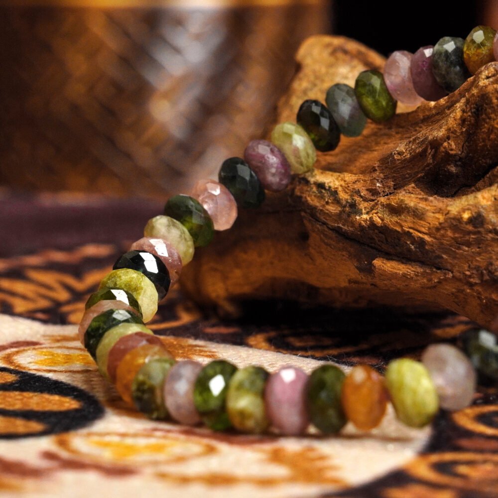Buddha-Inspired Tourmaline Bracelet – Colorful Mini Beads for Healing & Positive Energy
