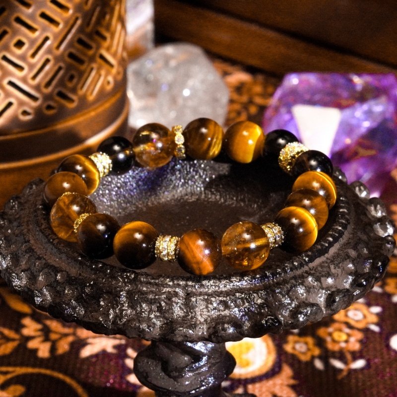 Tiger’s Eye & Black Agate Bracelet – Strength and Grounding Energy