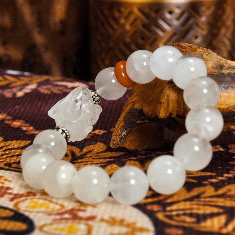 Groxiara White Rabbit Hair Quartz Bracelet – For Clarity & Spiritual Softness
