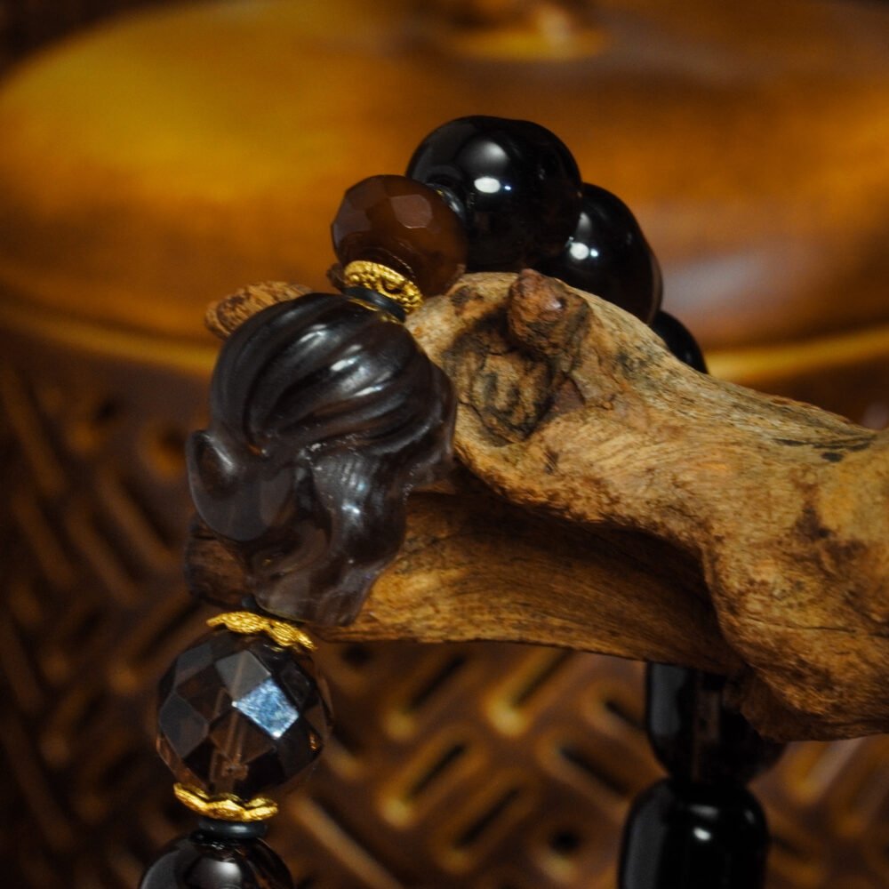 Buddha Stones Smoky Quartz Bracelet  – Nine-Tailed Fox Carving for Attraction & Energy Shielding