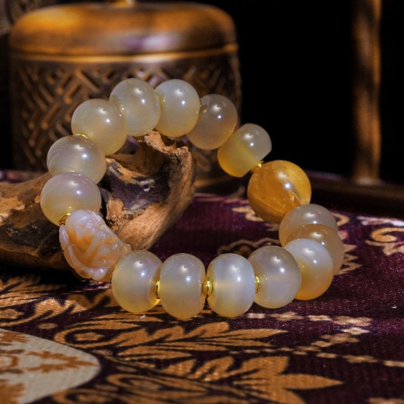 Energy Healing Bracelet – Natural Agate, Shmashana Stone & Golden healer with Crystal Balance