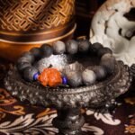 Buddha-Inspired Black Obsidian & Lava Rock Bracelet – Cinnabar Lion Strength & Protection