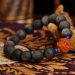 Buddha-Inspired Black Obsidian & Lava Rock Bracelet – Cinnabar Lion Strength & Protection