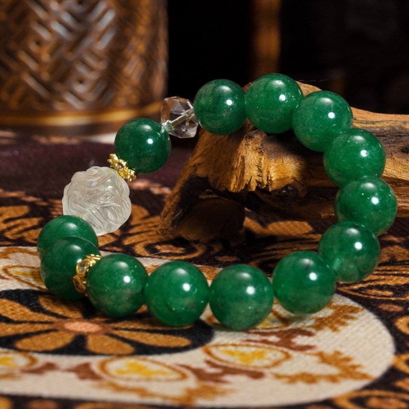 Buddha Stones Green Strawberry Quartz Bracelet – Fortune-Changing White Crystal with Healing Energy