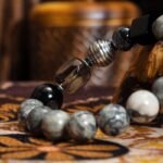 Buddha-Inspired Healing Bracelet – Smoky Quartz, Silver Sheen & Snowflake Obsidian for Energy Protection