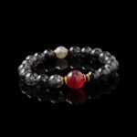 Groxiara High-Quality Black Rutilated Quartz & Strawberry Quartz Bracelet– For Protection & Heart Energy
