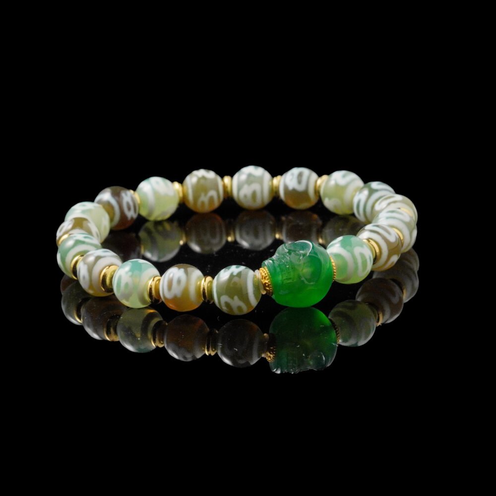 Tibetan Green Shmashana & Yellow Jambhala Agate Crystal  – Buddha Stones Spiritual Wealth Stone