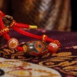 Tibetan Buddha  Bracelet with Agate Beads & Red String – Snake Year Protection