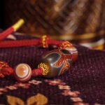 Tibetan Buddha  Bracelet with Agate Beads & Red String – Snake Year Protection