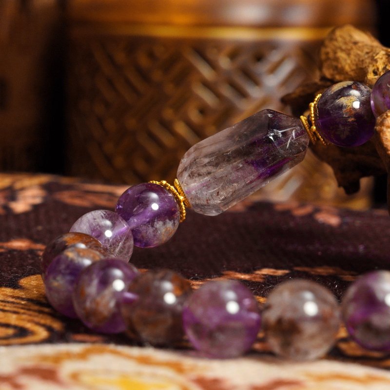 Buddha Stones Phantom Amethyst Bracelet  – For Intuition, Healing & Spiritual Growth