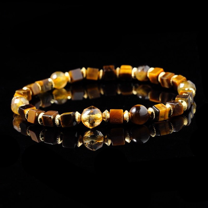 Tiger’s Eye Bracelet – Mixed Cut Beads with Golden Accents