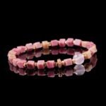 Pink Cube Gemstone Bracelet with Rose Quartz – Love & Positivity Jewelry