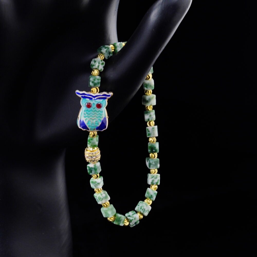 Groxiara Owl Spirit Agate & Hematite Cube Bracelet – For Insight, Protection & Inner Power