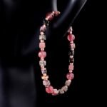 Groxiara Rhodonite & Hematite Cube Bracelet – For Emotional Healing & Feminine Strength