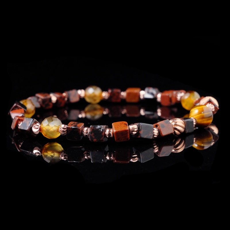 Groxiara Cube Bracelet – Hematite & Golden Baroque Pearl for Grounding & Elegance