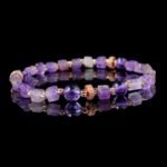 Groxiara Amethyst & Hematite Cube Bracelet – For Mindfulness, Focus & Mental Clarity