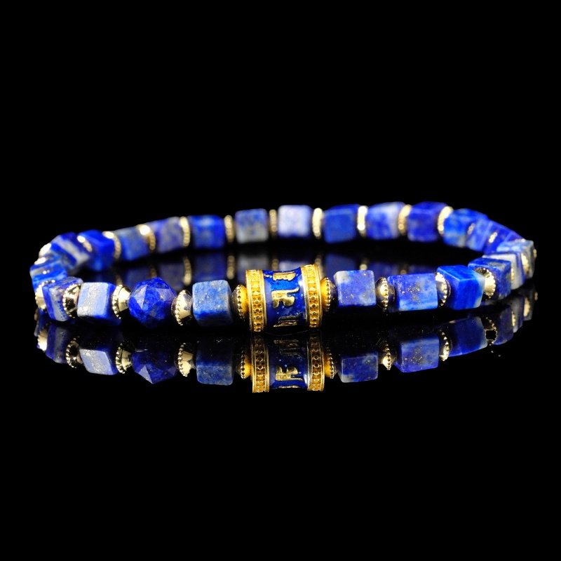 Groxiara Lapis Lazuli & Hematite Cube Bracelet – For Wisdom, Focus & Spiritual Clarity